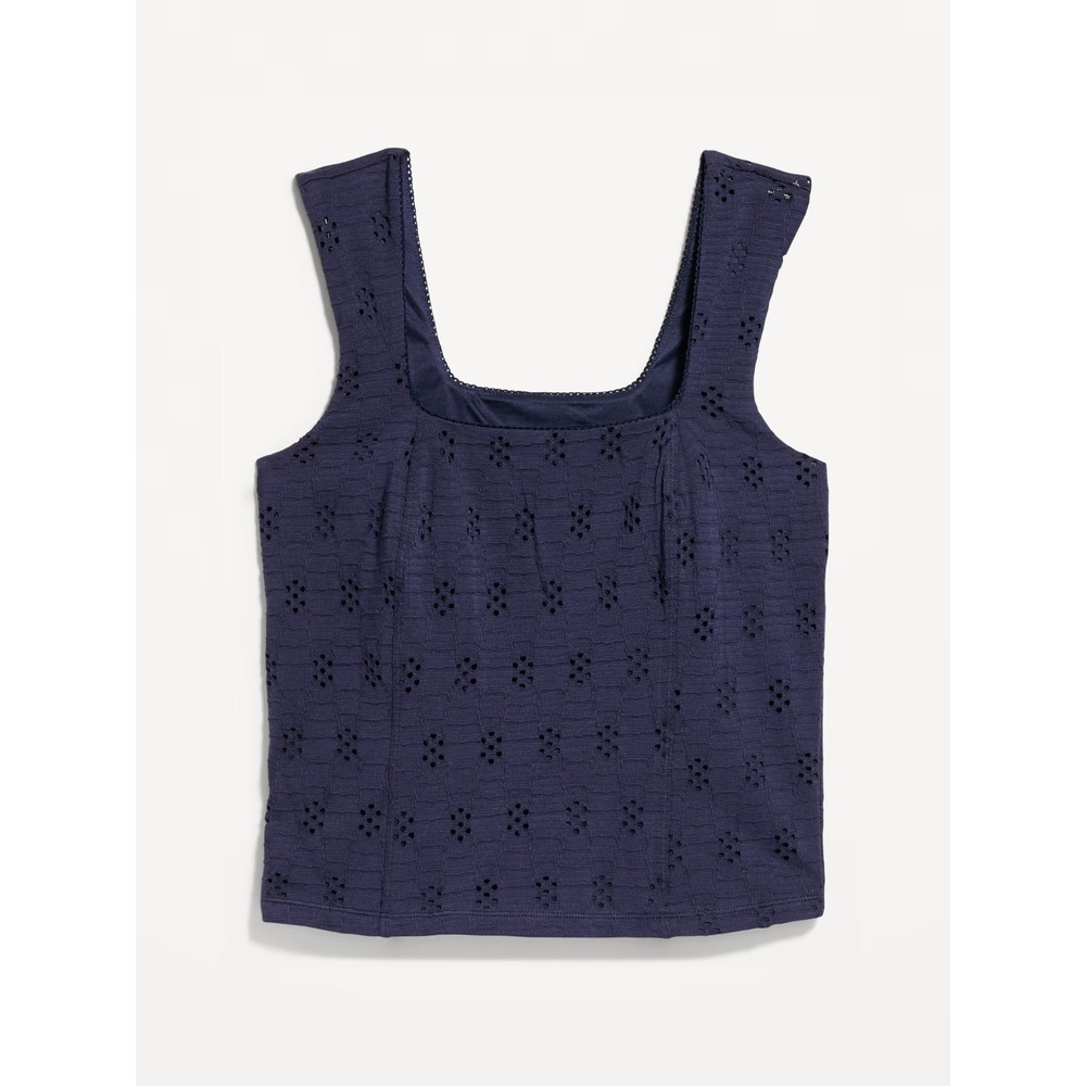 Old Navy Women's Seamed-Bodice Eyelet Tank Top #880770 - Arctic Depth - M